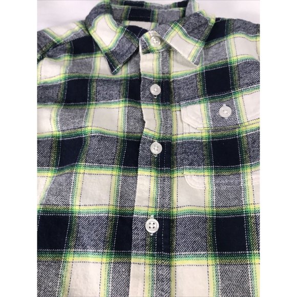 Gap Kids Boys Blue Yellow White Green Plaid Cotton Button Down Shirt 5 Years - Picture 7 of 7
